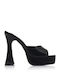 Mules with Chunky High Heel in Black Color