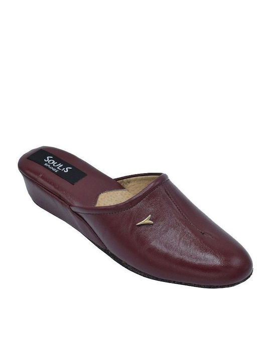 Leather Winter Women's Slippers Black