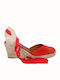 1727 Vitelo Women's Leather Platform Espadrilles Red