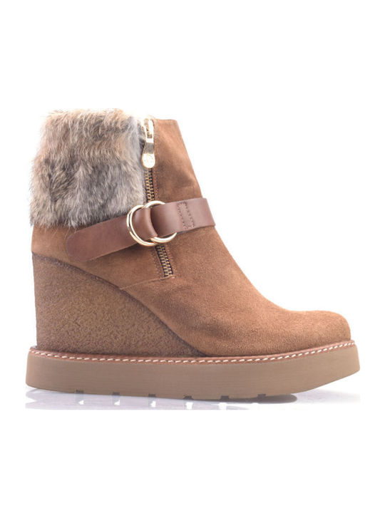 Stiefeletten Damen mit Pelz Braun