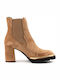 Leder Stiefeletten Damen Tabac Braun