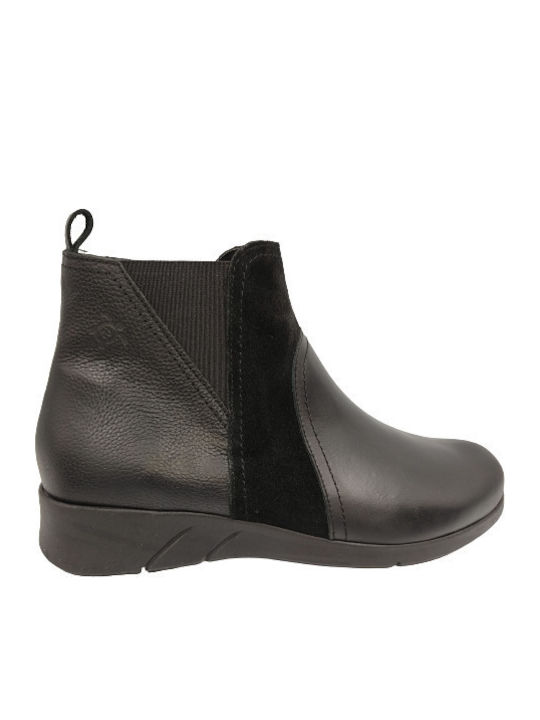 Leather Women's Ankle Boots Platform Black