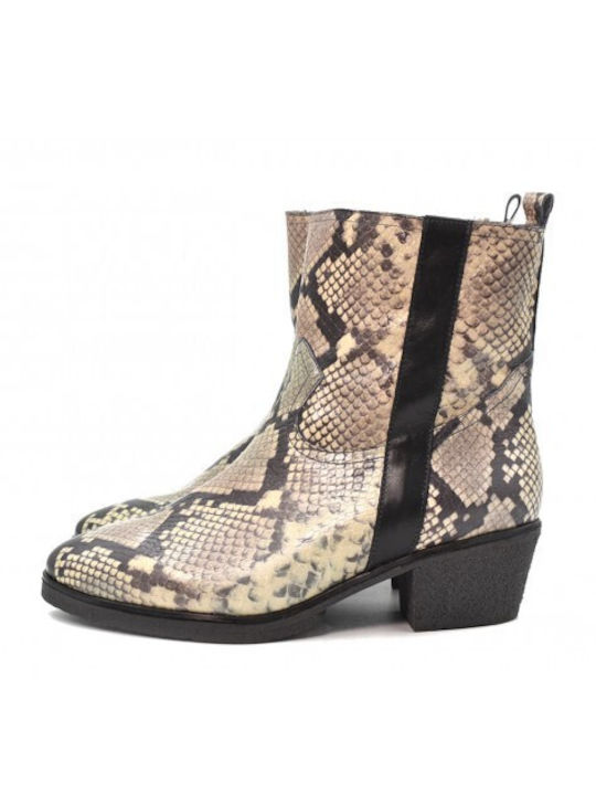 Leder Damen Stiefeletten Cowboy Mehrfarbig
