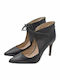 Leder Stiefeletten Damen Schwarz