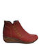 Leather Women's Ankle Boots Platform Red