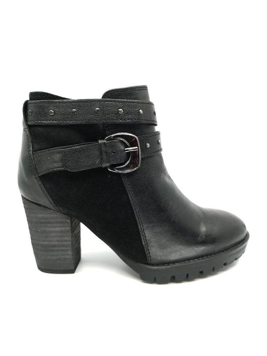 Leder Stiefeletten Damen Schwarz