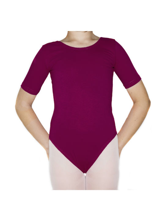 Kids' Short Sleeve Bodysuit Cotton Lycra Greek-Burgundy