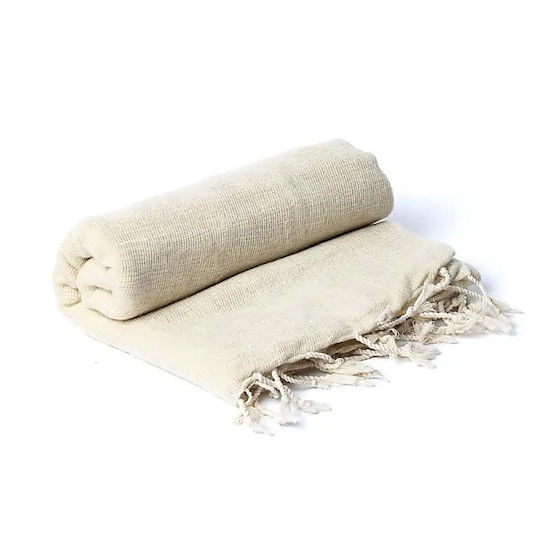 Κουβέρτα Σάλι Διαλογισμού Cream Meditation Shawl Made In Nepal 200x80cm