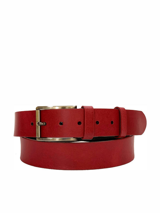 Women Weakness Wide Men's Belt Leather Red