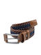 Men's Belt Leather Knitted Blue