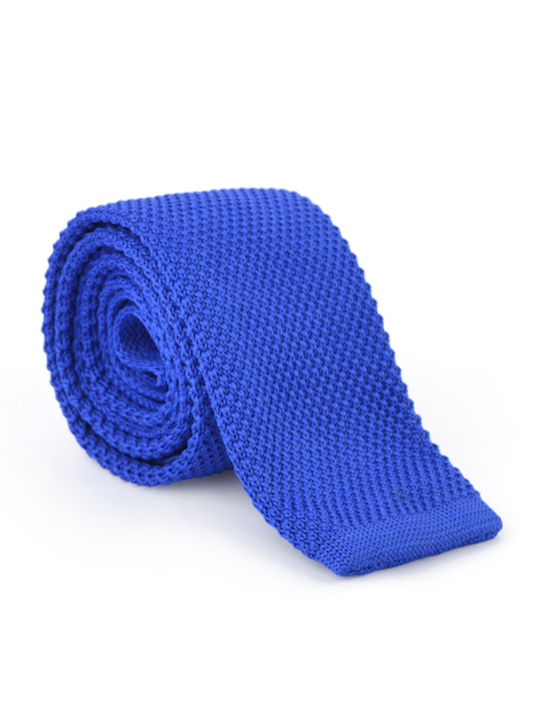 Eros Men's Tie Synthetic Knitted Monochrome in Blue Color