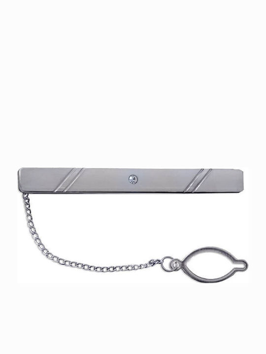 SilverBrand.gr Clip Γραβάτας από Ατσάλι Ασημί