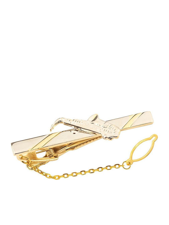 Silver Gold Tie Clip Saxophone 6cm