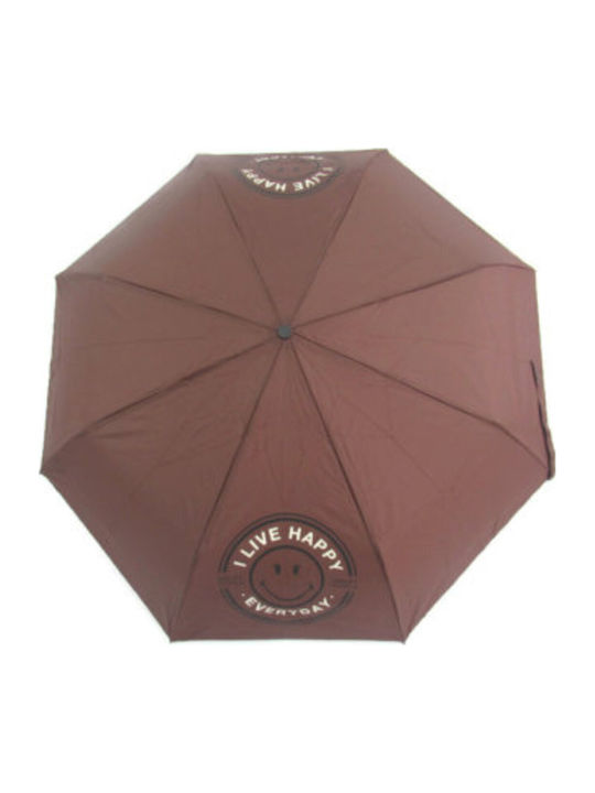 SmileyWorld Windproof Umbrella Compact Brown