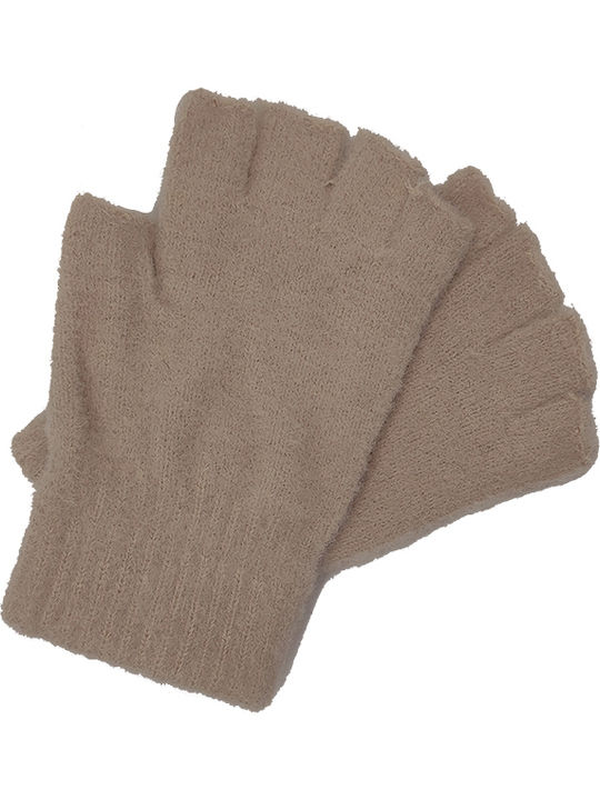 Women's Knitted Fingerless Gloves Beige