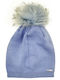 Pom Pom Beanie Beanie Knitted in Light Blue color