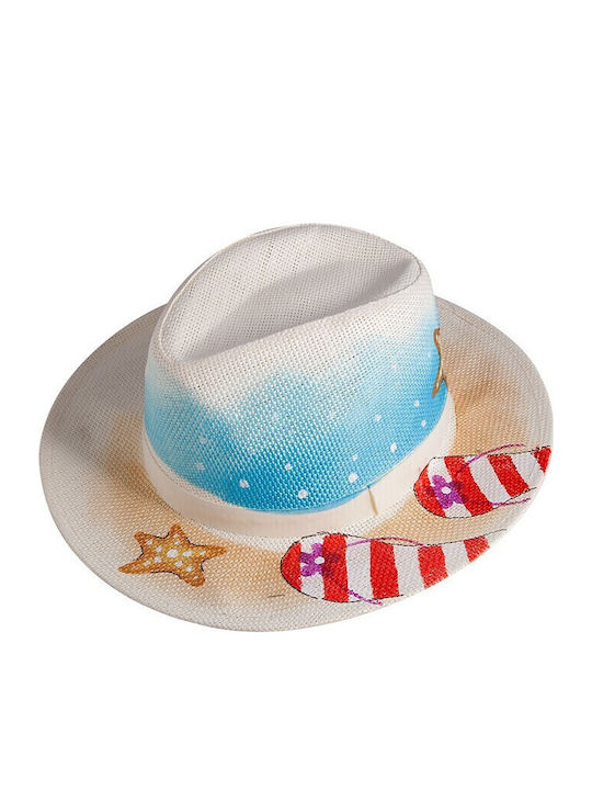 Wicker Women's Panama Hat Panama type beach design Multicolour