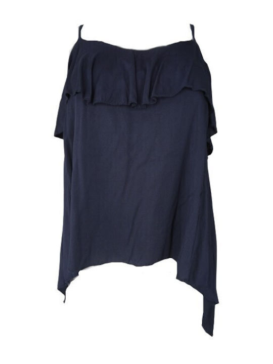 Women's Summer Blouse with Straps Navy Blue