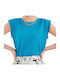 Women's Summer Blouse Short Sleeve Blue