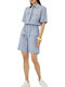 Women's Summer Blouse Linen with 3/4 Sleeve Striped Striped