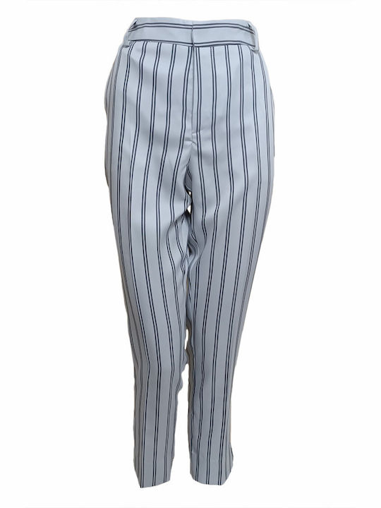 Attentif Women's High-waisted Chino Trousers Regular Fit White