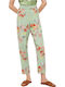 Women's Fabric Trousers Floral Green