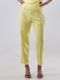Women's Fabric Trousers Straight Line Yellow