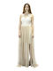 Maxi Dress for Wedding - Christening with Lace Beige