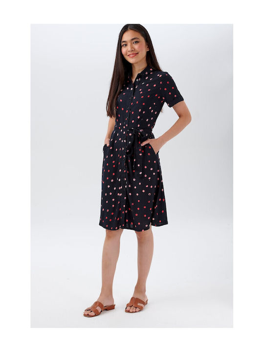 Sommer Midi Hemdkleid Kleid Schwarz