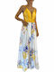 Summer Maxi Dress for Wedding Christening Satin Blonde K19-9008