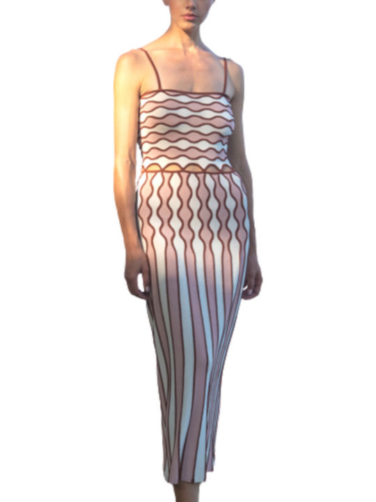 Summer Midi Dress ECRU&RED&PINK