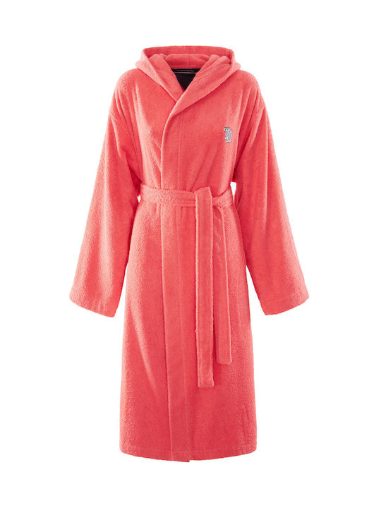 Tommy Hilfiger Initial Bathrobe with Hood in Pink Color 717605