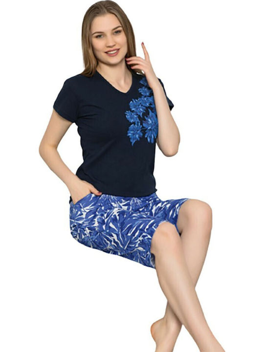 Fawn Sommer Damen Pyjama-Set Blue
