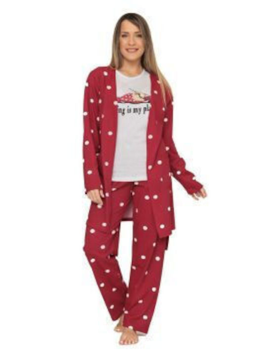 Mirano Homewear Summer Women's Robe with Pyjama red