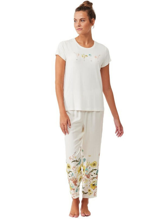 Penye Mood Sommer Damen Pyjama-Set White