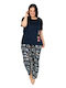 SNC Homewear Καλοκαιρινό Γυναικείο Σετ Πιτζάμας Βαμβακερό Μπλε