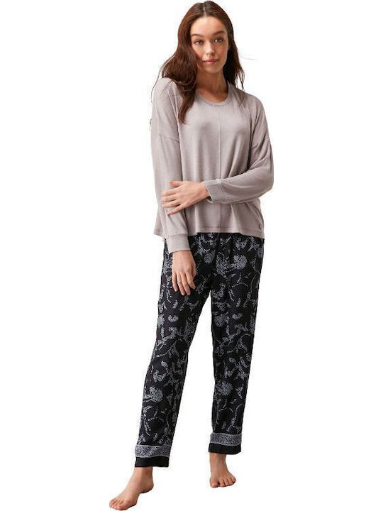Penye Mood Winter Damen Pyjama-Set Gray