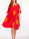 Eleven Mmf Silk Touch Damen Kaftan Strand Rot