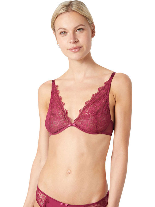Triangle Triangle Bra without Padding Underwire Fuchsia