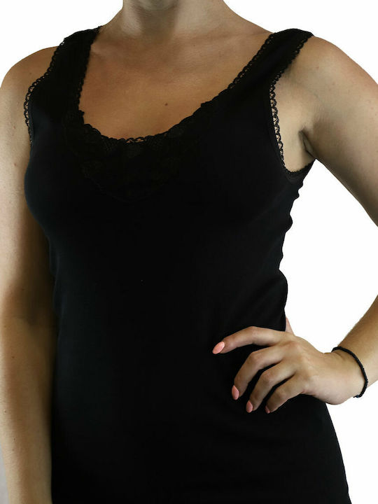 Fără mâneci Bumbac Black Tricou pentru femei