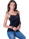 Women's T-Shirt with Spaghetti Strap Black