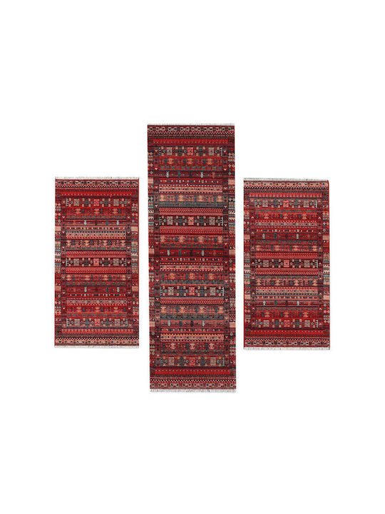 Balsan Oriental Kazak 722 Modern Bedroom Rugs Set Red P621616 3pcs
