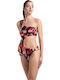 Costum De Baie Întreg Cu Decupaje Floral Negru