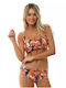 Bikini Sutien sport cu burete Floral Portocaliu