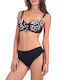 Set Bikini Ψηλόμεσο Animal Print Μαυρο