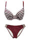 Set Bikini Τριγωνάκι Ριγέ Μπορντό