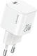 Usams Φορτιστής GaN με Θύρα USB-C και Καλώδιο USB-C - USB-C 20W Power Delivery Λευκός (CC260)