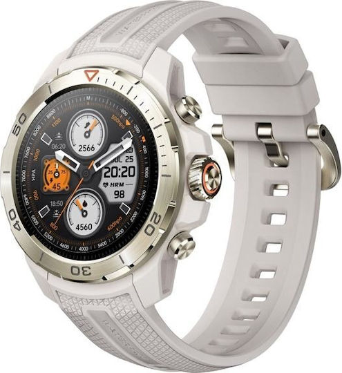Mibro GS Explorer Stainless Steel Αδιάβροχο Smartwatch με Παλμογράφο (Λευκό)