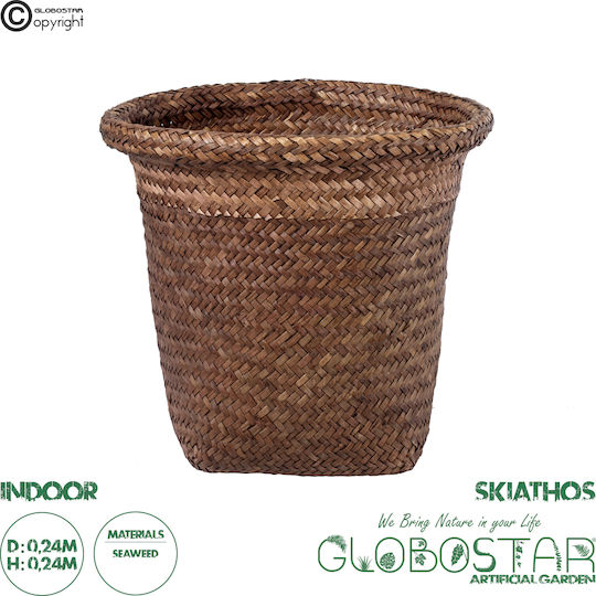 Globostar Artificial Garden Skiathos 20345 Decorative Wicker Basket Planter Flower Pot Brown Φ24cm X H24cm Globostar Artificial Garden Skiathos 20345 Decorative Wicker Basket Planter Flower Pot Brown Φ24cm X H24cm