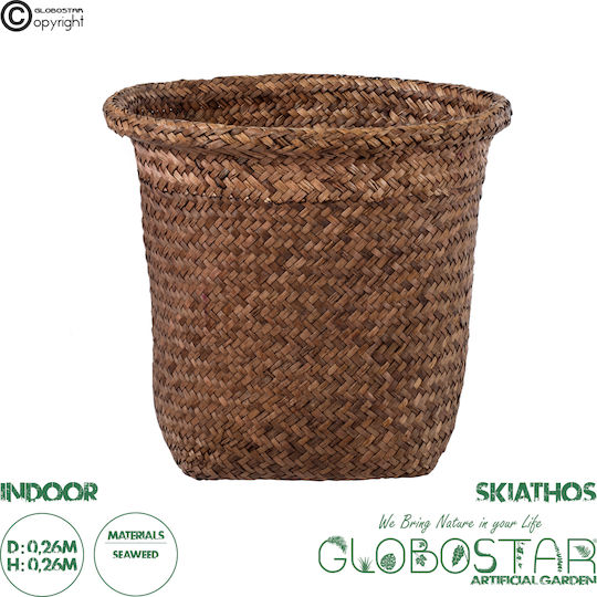 Globostar Artificial Garden Skiathos 20346 Decorative Wicker Basket Planter Flower Pot Brown Φ26cm X H26cm Globostar Artificial Garden Skiathos 20346 Decorative Wicker Basket Planter Flower Pot Brown Φ26cm X H26cm